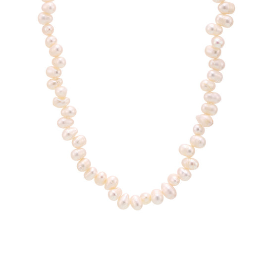 Genuine Freshwater Pearl Titanium Steel Rice Necklace