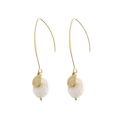 Genuine Baroque Pearl Coin Earrings