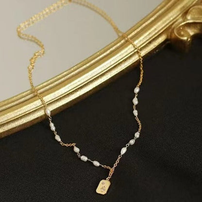 Genuine Freshwater Pearl Gold Medal Necklace