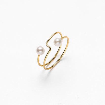 S925 Silver Genuine Freshwater Pearl Maze Ring