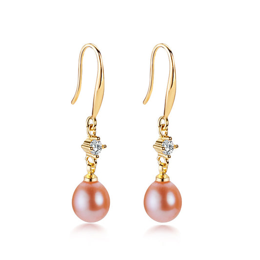 Brass Plated with 18K Gold Genuine Freshwater Pearl Celeste Earrings