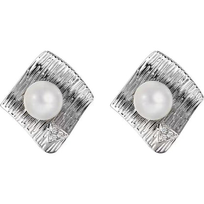 Genuine Freshwater Pearl Water Ripples Earrings