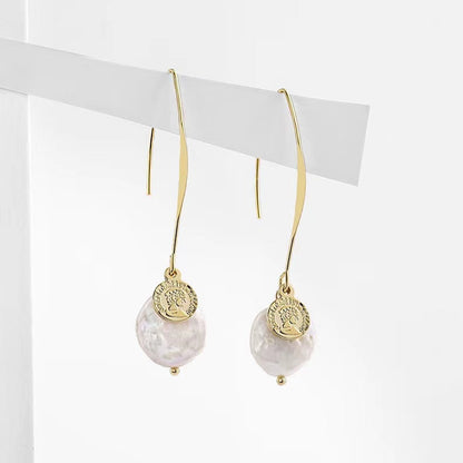 Genuine Baroque Pearl Coin Earrings