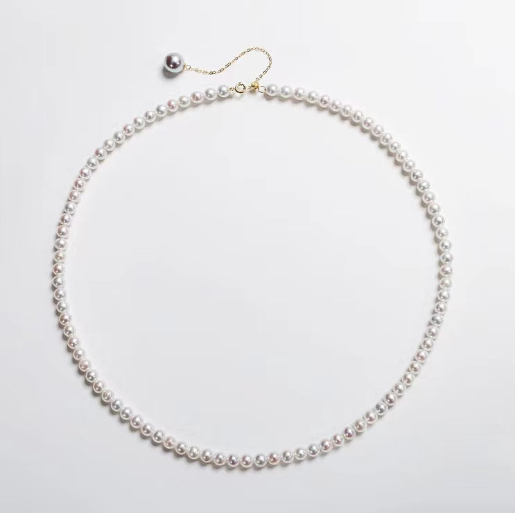Solid 18K Gold Genuine Freshwater Pearl Phantom Voice Necklace