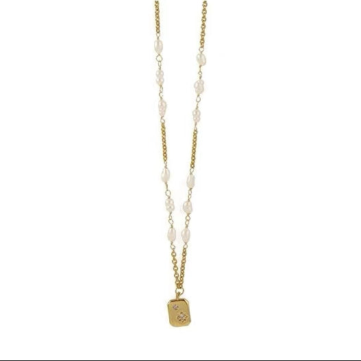 Genuine Freshwater Pearl Gold Medal Necklace