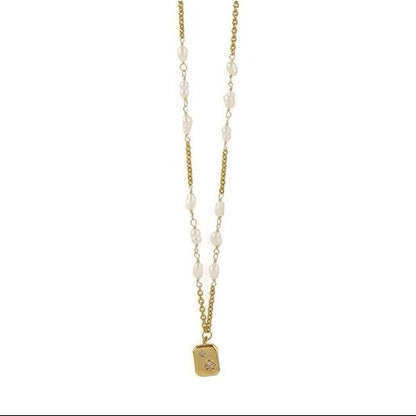 Genuine Freshwater Pearl Gold Medal Necklace
