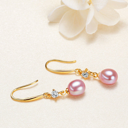 Brass Plated with 18K Gold Genuine Freshwater Pearl Celeste Earrings