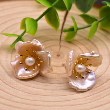 Genuine Freshwater Pearl Floral Element Earrings