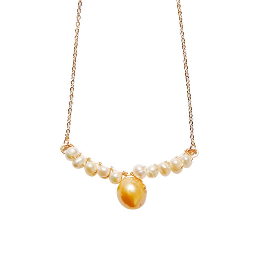 Genuine Freshwater 12mm Pearl V Necklace