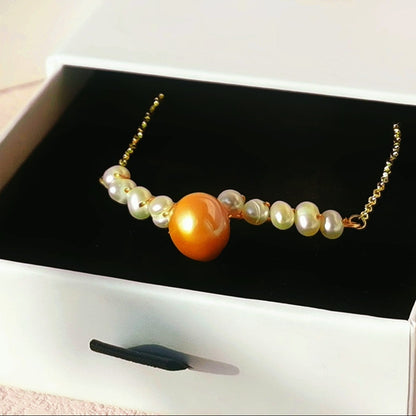 Genuine Freshwater 12mm Pearl V Necklace