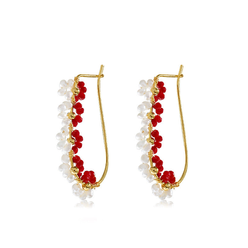 Genuine Freshwater Pearl Pomegranate Flower Earrings