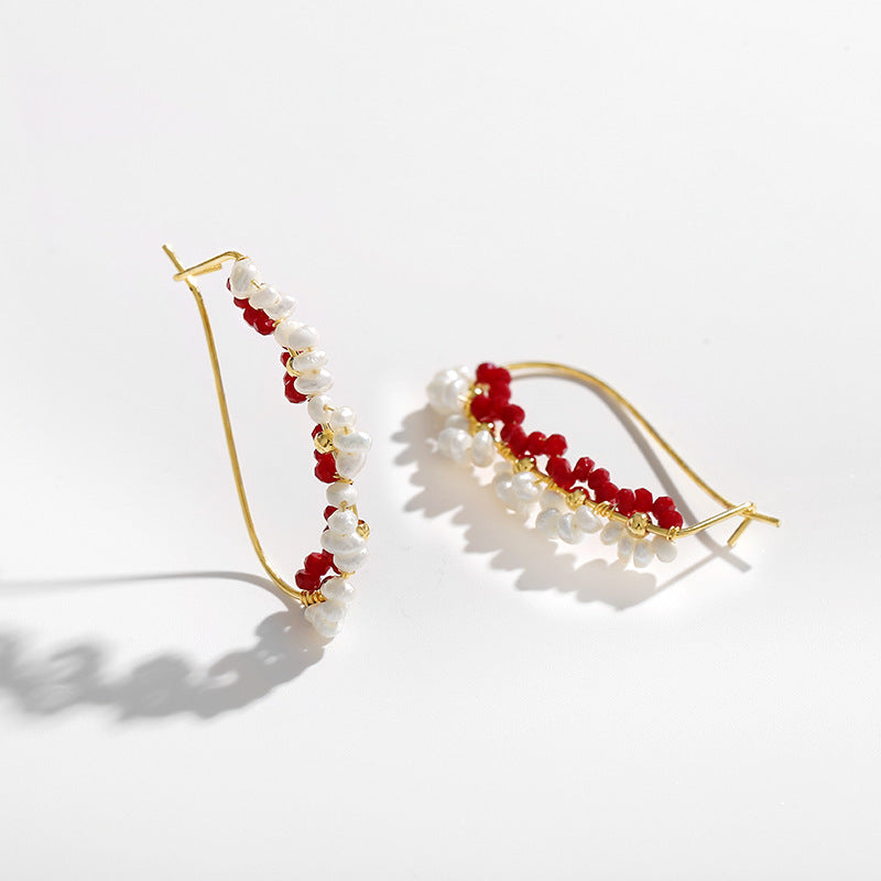 Genuine Freshwater Pearl Pomegranate Flower Earrings