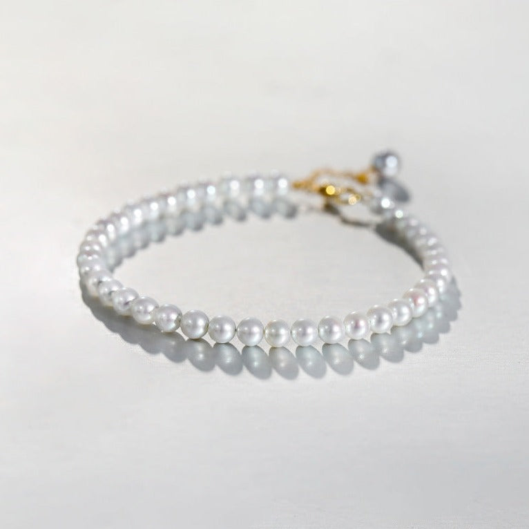 Solid 18K Gold Genuine Freshwater Pearl Mercury Bracelet
