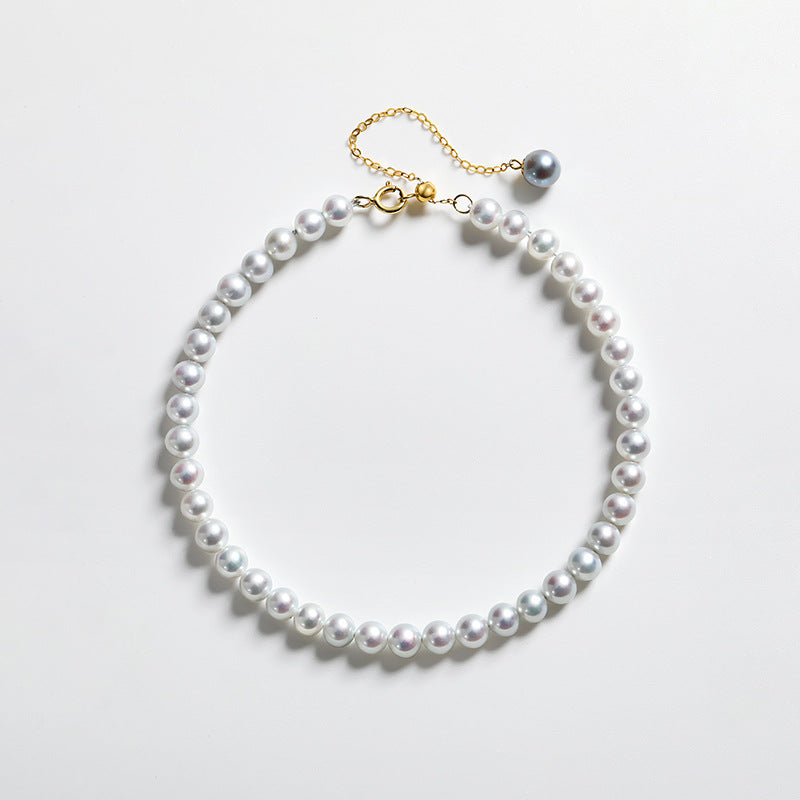 Solid 18K Gold Genuine Freshwater Pearl Mercury Bracelet