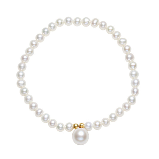 Solid 18K Gold Genuine Freshwater White Pearl Angel Tears Bracelet