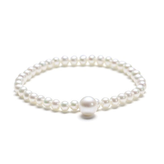 Solid 18K Gold Genuine Freshwater White Pearl Angel Tears Bracelet