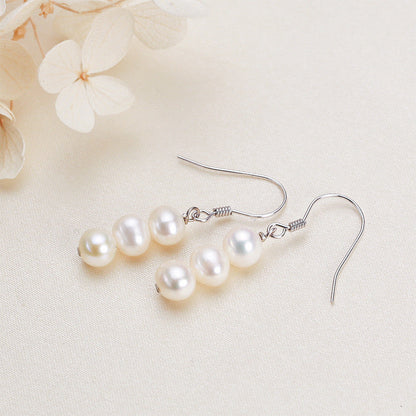 S925 Silver Genuine Freshwater Pearl Gourd Earring