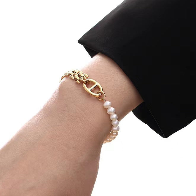 Genuine Natural Freshwater Pearl Retro Modern Combination Bracelet