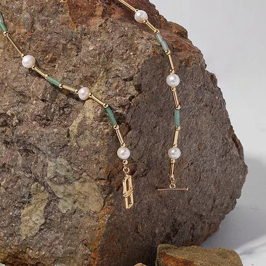 Genuine Natural Freshwater Pearl Streamer Gemstone Necklace