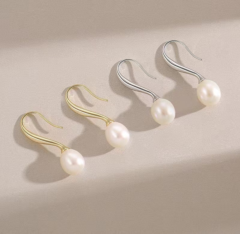 Genuine Freshwater Pearl S925 Silver Sea's Eye Earrings