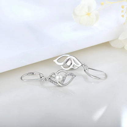 S925 Silver Genuine Freshwater Pearl Diamond Twist Earrings