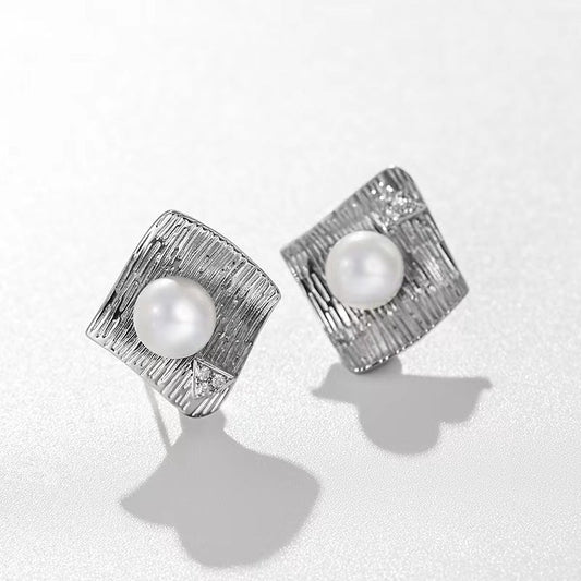 Genuine Freshwater Pearl Water Ripples Earrings