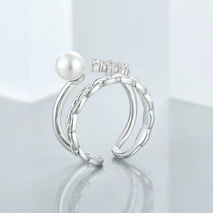 S925 Silver Genuine Freshwater Pearl Star Wish Ring