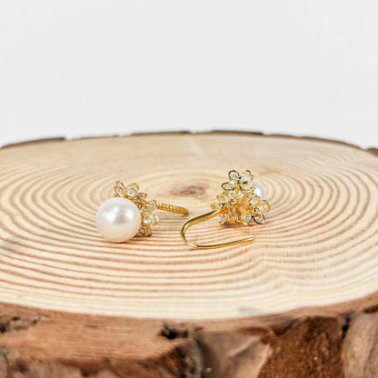 Genuine Freshwater Baroque Edison Pearl Freesia Earrings (Limited Edition)