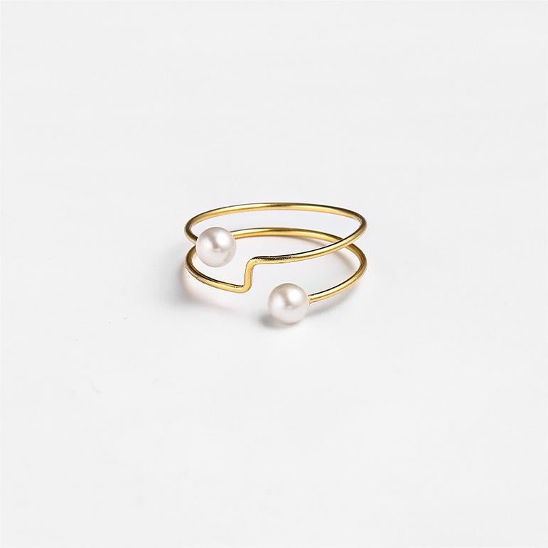 S925 Silver Genuine Freshwater Pearl Maze Ring