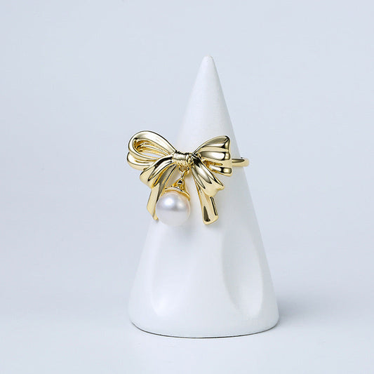 Genuine Freshwater Pearl Happy Bowtie Ring