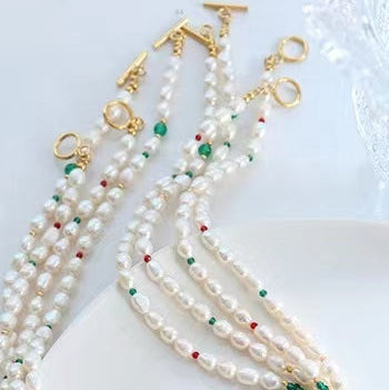 Genuine Freshwater Pearl Titanium Steel Green Eye Necklace