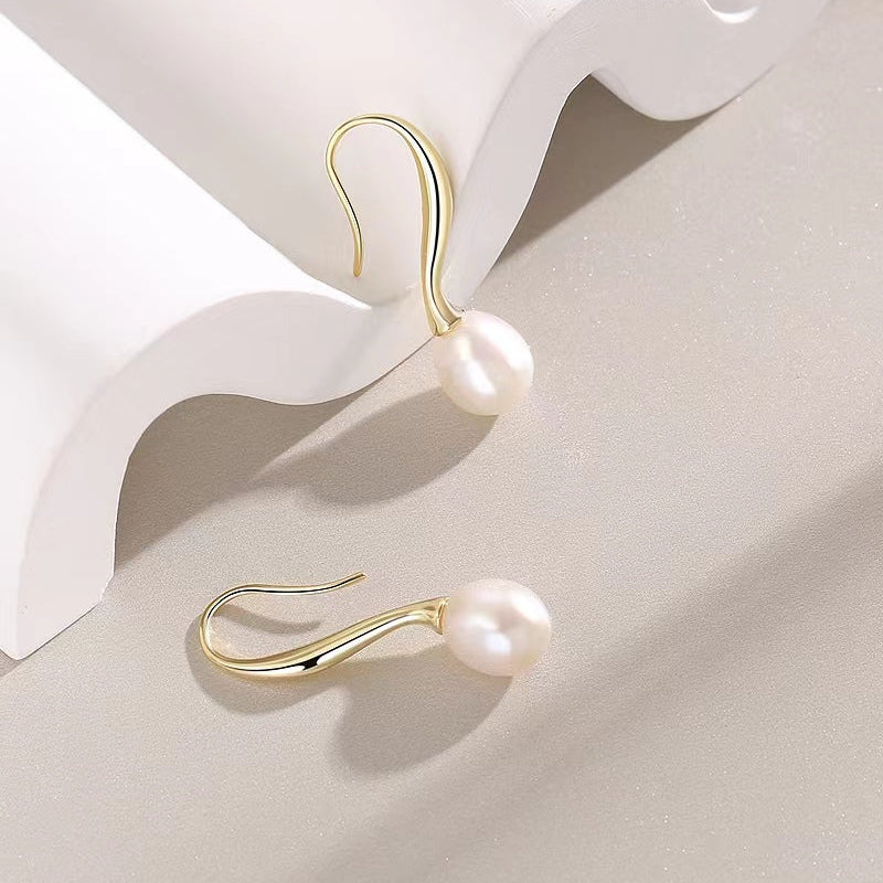 Genuine Freshwater Pearl S925 Silver Sea's Eye Earrings
