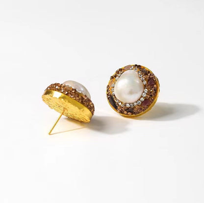 Genuine Baroque Pearl Sun Shield Earrings