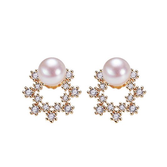 Brass Plated with 18K Gold Genuine Freshwater Pearl Earrings