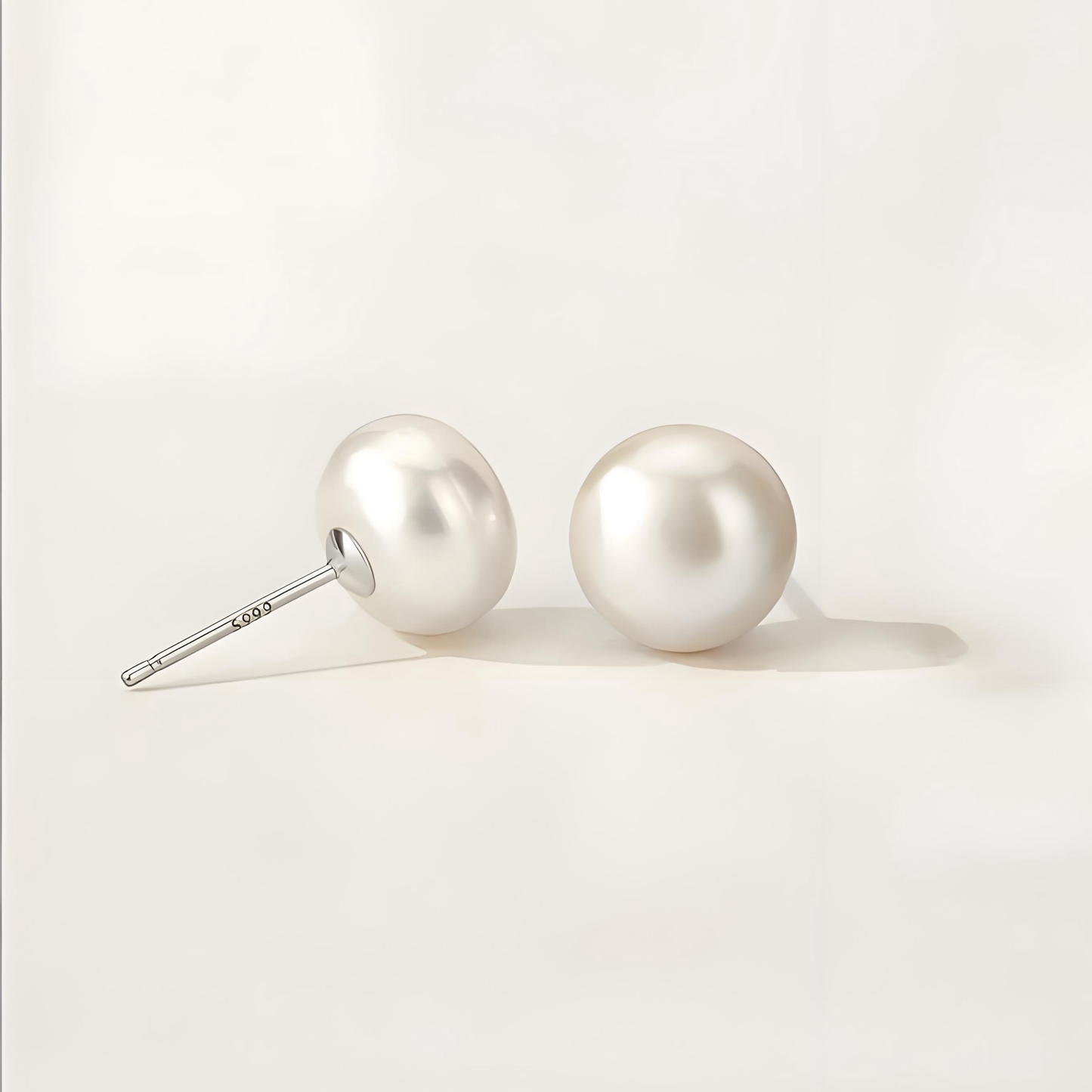 S925 Silver 4-10mm White Freshwater Button Pearl Stud Earrings